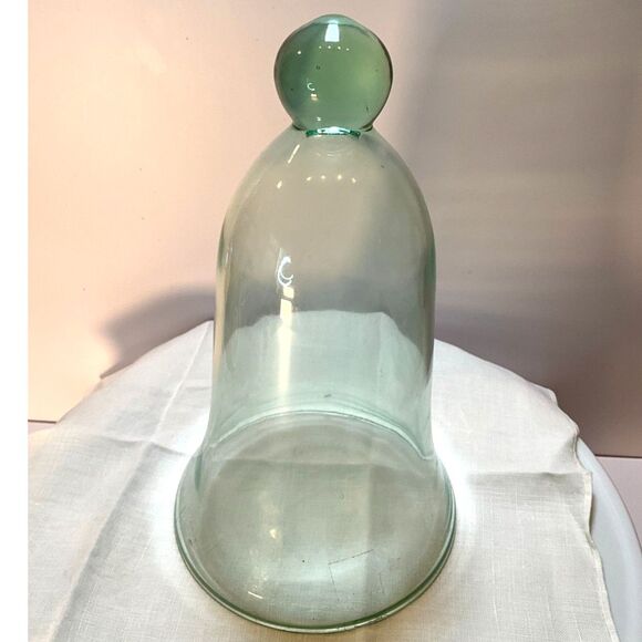 Beautiful vintage green glass cloche bell jar; small size, - Picture 4 of 5